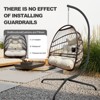 CAVINAS Indoor & Outdoor Wicker Patio Egg Chairs with Cup Holder & Stand,Swing Hanging Chairs for Bedroom,Backyard,Balcony,Brown - 3 of 4