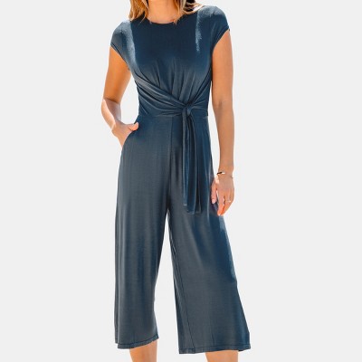 Women's Knotted Sash Capri Jumpsuit - Cupshe