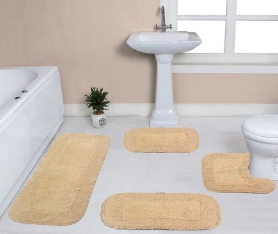 Radiant Collection Cotton Ruffle Pattern Tufted Set of 4 Bath Rug Set - Home Weavers