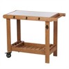 SKRAN Outdoor Wooden Grill Cart Table with Wheels, Metal Top and Storage, for Patio Backyard Garden BBQ(Brown) - 3 of 4