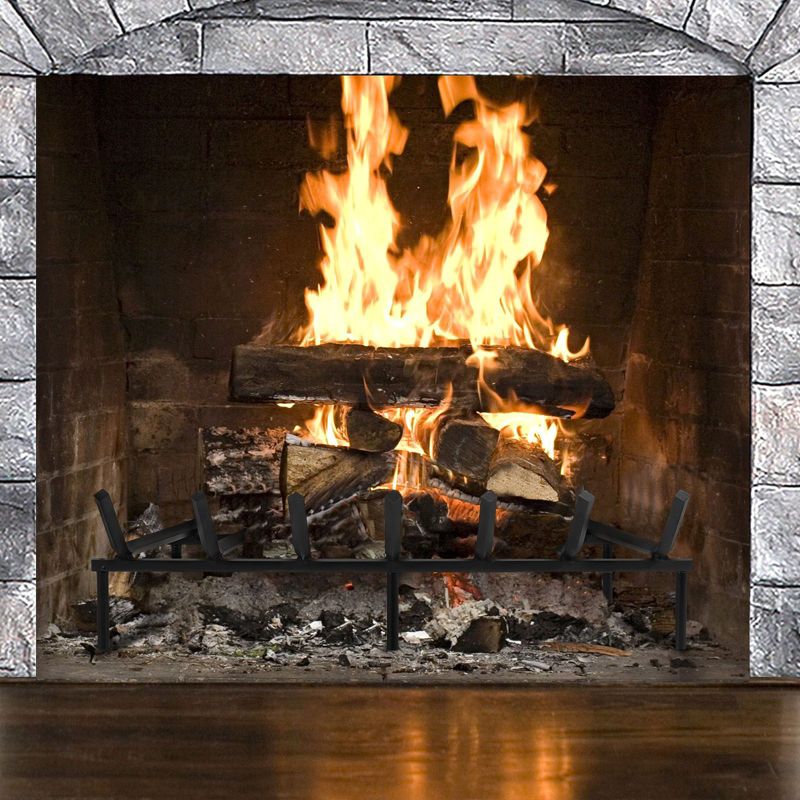 SINGLYFIRE Fireplace Grate 24 inch Heavy Duty Solid Steel Fireplace Log Holder, 2 of 9