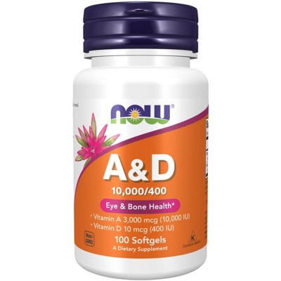 A & D 10,000/400 by Now Foods  -  100 Softgel