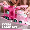 Joyfy Extra Large Transport Car Carrier Truck Toys, 7 in 1 Carrier Truck Cars for Toddlers Girl Toys, Toddler Princess Gifts for Girl 3 4 5 6 Year Old - 2 of 4