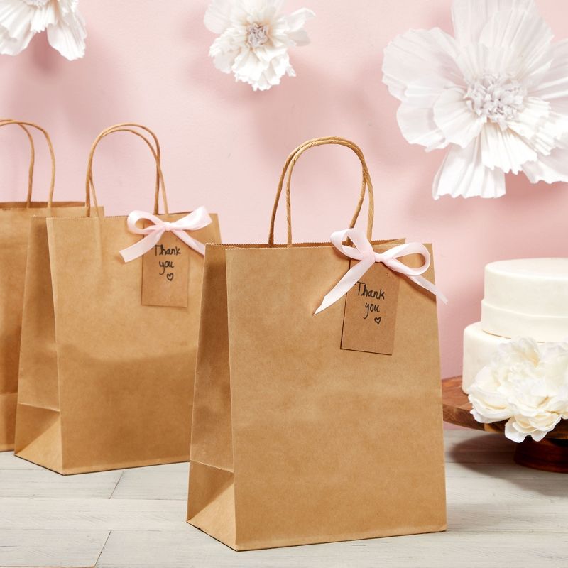 Juvale 12 Pack Medium Paper Bags with Handles, Bulk Brown Bags for Party Favors, Goodies, 8 x 4.75 x 10 In, 4 of 9