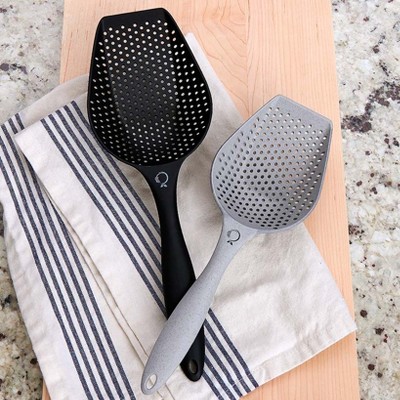 Set of 2 Black and Gray Polypropylene Scoop Colanders