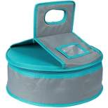 Juvale Insulated Round Thermal Casserole Food Carrier for Lunch, Lasagna, Potluck, Picnics, Vacations - Teal and Grey