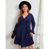 Plus Size Women's Flowy Maxi Dress - V-Neck Ruffled Tiered Dress with Bell Sleeves and Waist Tie - 3 of 4