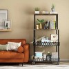 PDTEND Rustic Brown 4-Tier Freestanding Kitchen Baker’s Rack for Spices, Pots Pans Utility Organizer - 3 of 4