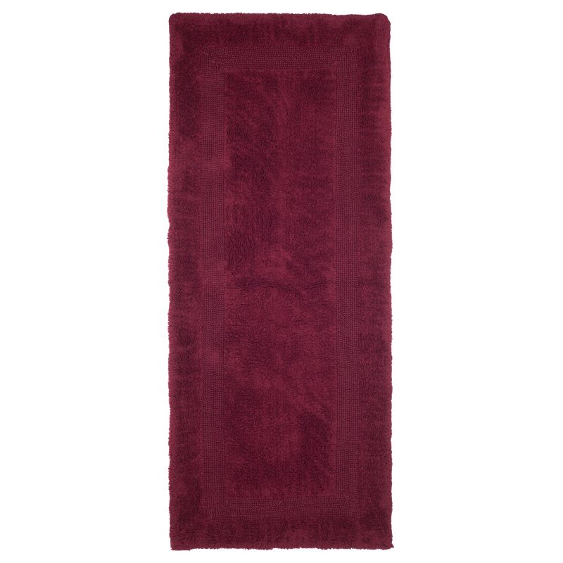 Cotton Bath Mat- Plush 100 Percent Cotton 24x60 Long Bathroom Runner- Reversible, Soft, Absorbent, Rug by Hastings Home (Burgundy), 3 of 6
