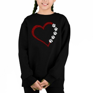 LA Pop Art Meow Heart - Girl's Word Art Crewneck Sweatshirt - 1 of 4