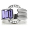 Slickblue Women’s Silver Stainless Steel Ring with Tanzanite Synthetic Crystals, Oblong Design, Sizes 5-10 - 2 of 4