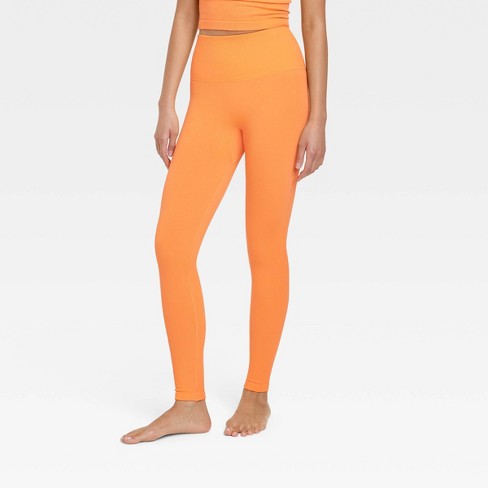 Women's Seamless High-Rise Rib Leggings - All In Motion™ Orange M