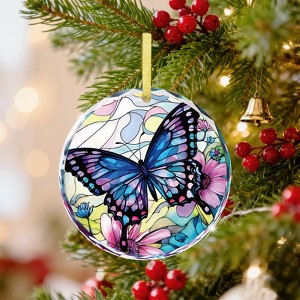 Butterfly Christmas Ornaments for Women Stained Glass Hanging Ornament for Xmas Tree - 1 of 4