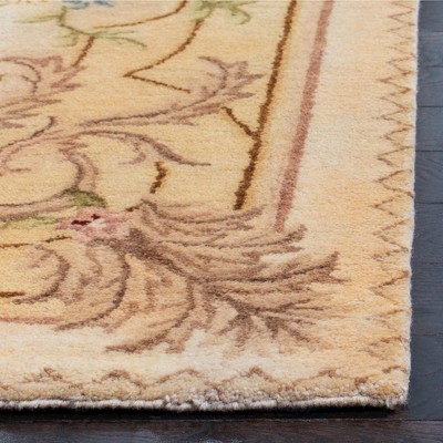 Beige and Light Gold Handmade Wool Tufted Area Rug