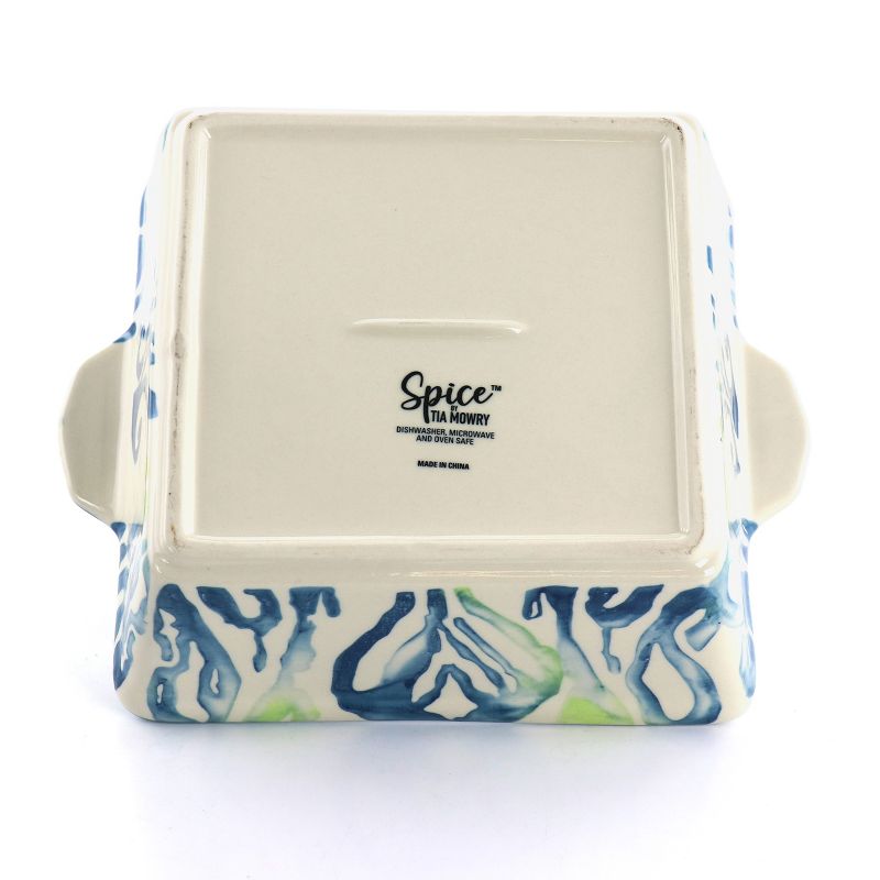 Spice By Tia Mowry 2 Quart Square Stoneware Bakeware in Blue and White, 4 of 6