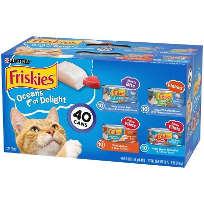 Friskies Oceans of Delight Fish Flavor Wet Cat Food - 5.5oz/40ct Variety Pack