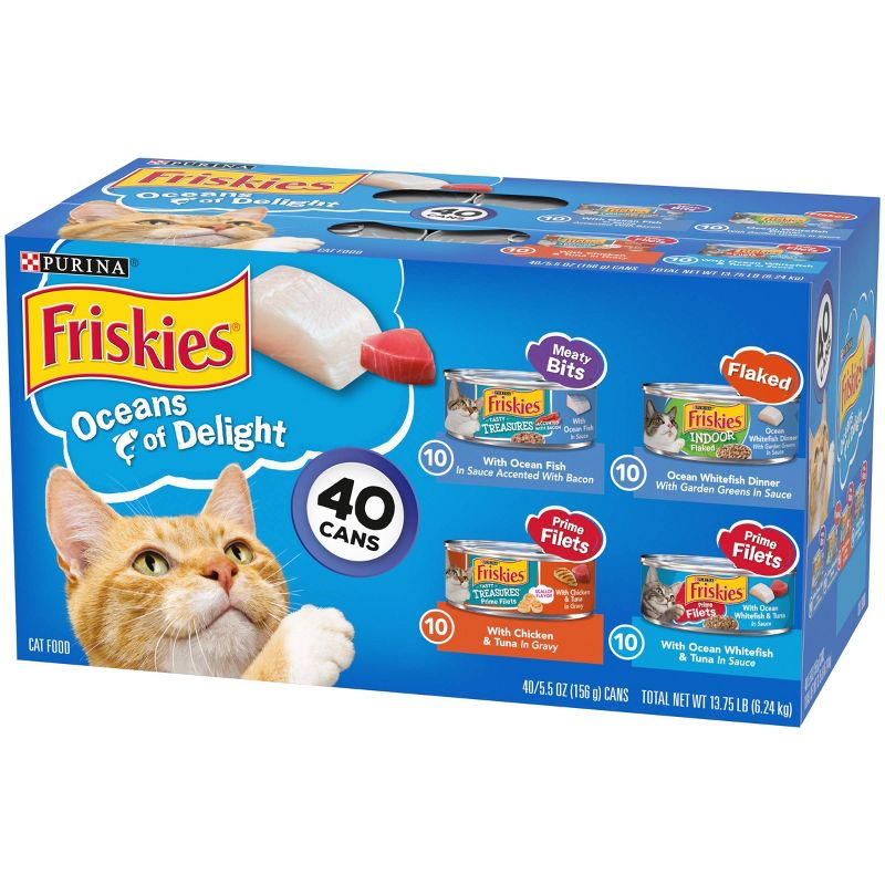 Friskies Oceans of Delight Fish Flavor Wet Cat Food - 5.5oz/40ct Variety Pack, 6 of 7