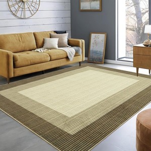 Low-Pile Washable Bordered Area Rug for Living Room Bedroom Dining Room, Non-Slip Stain Resistant Non-Shedding Carpet Geometric Floor Decor - 1 of 4