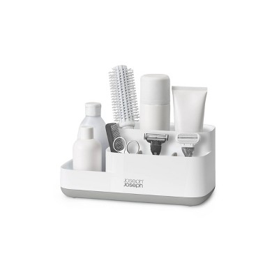 Gray and White Multi-Compartment Bathroom Storage Caddy