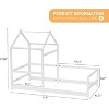 JOYMOR Twin House Floor Bed Frame with Roof, Wooden Montessori Bed with Safety Fence, Kids Bedroom (White) - 2 of 4
