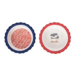 Transpac Mini Ceramic Americana Pie Dish Set of 2 Home Decorations Patriotic - 1 of 1