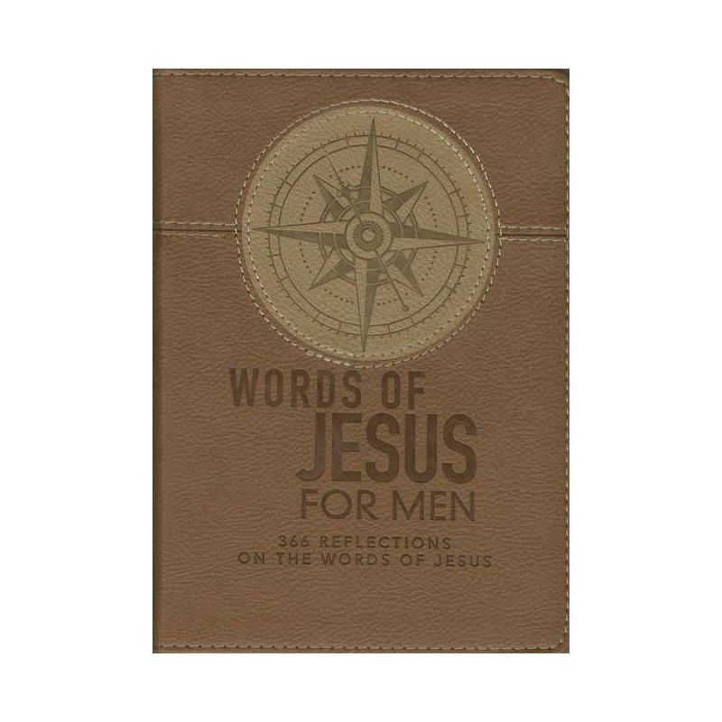 Words of Jesus for Men Daily Devotional 366 Reflections on the Words of Jesus Brown Faux Leather Flexcover - (Hardcover), 1 of 2
