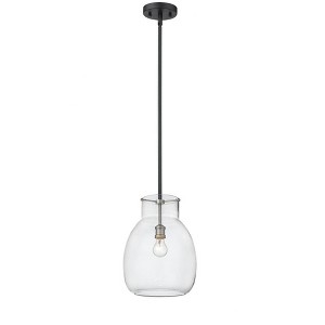 Bella 12" Glass Mini Pendant Light - Matte Black & Brushed Nickel, Dimmable, 1 Bulb - 1 of 3