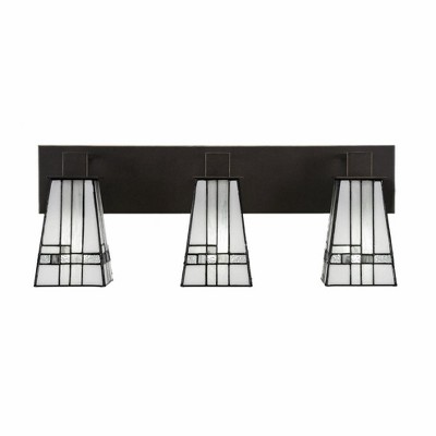 Toltec Lighting Apollo 3 - Light Vanity in  Dark Granite with 5" Square New Deco Art Glass Shade