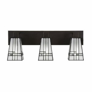 Toltec Lighting Apollo 3 - Light Vanity in  Dark Granite with 5" Square New Deco Art Glass Shade - 1 of 1