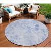 Sky Blue And Denim Blue Floral Washable Indoor Outdoor Area Rug - 2 of 4