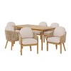 7 Piece Outdoor Acacia Wood Dining Sets,1PC Dining Table and 6PCS Rope Woven Dining Chairs,6 Seater Wooden Garden Dining Sets-Coolbibila - 3 of 4