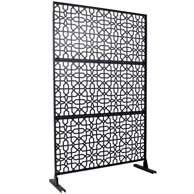 DSVIMOY Outdoor & Indoor Privacy Screen, Freestanding Decorative Privacy Screen for Deck Balcony Patio, Black, 48"*76"*16"