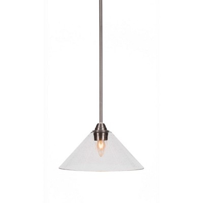 Toltec Lighting Paramount 1 - Light Pendant in  Brushed Nickel with 12" Clear Bubble Shade