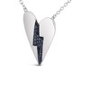 Haus of Brilliance Silver Blue Diamond Broken Heart Pendant Necklace - 3 of 4
