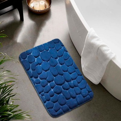 Navy Blue Memory Foam Cobble Stone Bath Mat