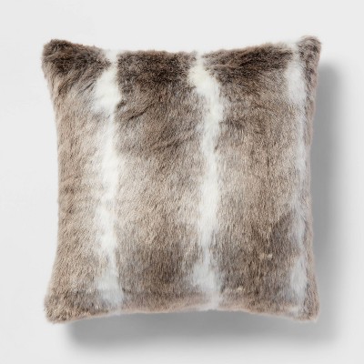 Euro Ombre Faux Fur Decorative Throw Pillow Neutral - Threshold™