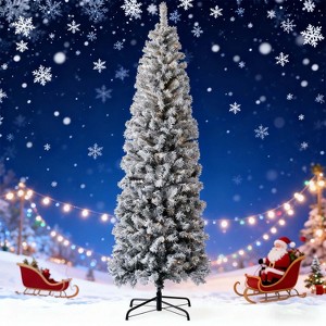 Prelit Christmas Tree with PVC Branch Tips, Lights, Foldable Stand, Full and Realistic Appearance for Christmas Decor - 1 of 4