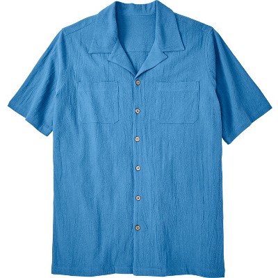 Kingsize Men's Big & Tall Gauze Camp Shirt - Tall - Xl, Azure Blue : Target