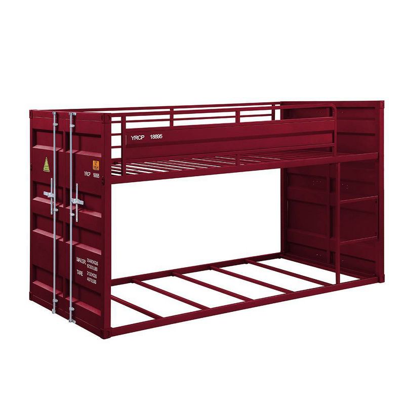 80&#34;Twin/Twin Bunk Bed Cargo Loft and Bunk Bed Red Finish - Acme Furniture, 4 of 9