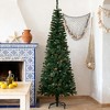 Racxily 6.5ft Slim Pencil Christmas Tree, Pine Needles with Cones & Metal Base for Holiday Decor - 3 of 4