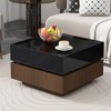 Vynxaria Square 360¡ãRotating Coffee Table , High Gloss 2-Tier Center Table with Swivel Tabletop and Storage, Side Table for Living Room, Black - 2 of 4
