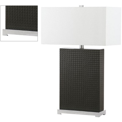 Joyce 27.75" Grey Faux Leather Table Lamp Set