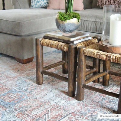 Rosman Blue and Beige Washable Vintage Area Rug