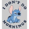 Men's Lilo & Stitch I Don't Do Mornings Light Blue Sweatshirt - 2 of 4