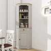 Gulches 68" Tall Corner Storage Cabinet - Antique White Farmhouse Cabinet with 1 Door, 1 Drawer & Adjustable Shelf, Freestanding for Living Room - 3 of 4