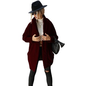Women's Oversized Casual Open-Front Fuzzy Cardigan Street Jacket - 1 of 3