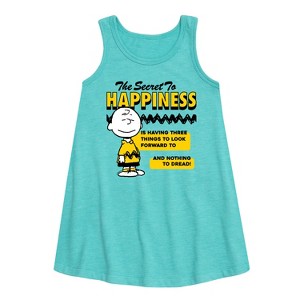 - Peanuts - Secret To Happiness Graphic Sleeveless Aline Dress - 1 of 4