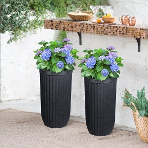 coucheta Marble Finish Self Watering Pots,Planters Set of 2 with a Water Level Monitor,Indoor Planter With Drainage Large for Living Room, Bedroom - 1 of 4