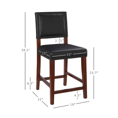 Sapele Finish 24" Brook Counter Stool with Black Leather Cushion