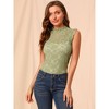 INSPIRE CHIC Women's Sleeveless See-Through Ruffle Scalloped Trim Semi-Sheer Floral Lace Top - 3 of 4